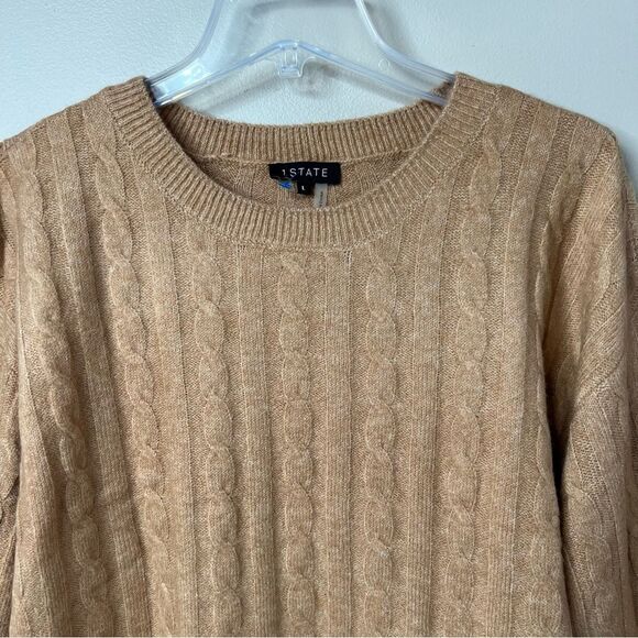 1. State Evermore Wild Oak Cable Knit Crewneck Oversized Pullover Sweater SZ L - Picture 3 of 14